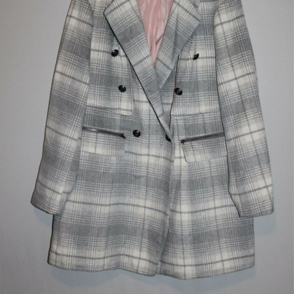 Torrid Plaid Wool Blend Midi Coat Gray HW9555 - Picture 2 of 10